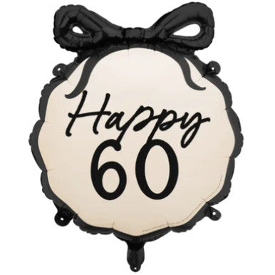 Cream & Black Bow Balloon