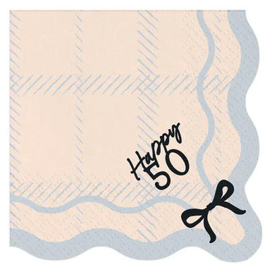 Black & Cream Bow Happy 50 Bapkins
