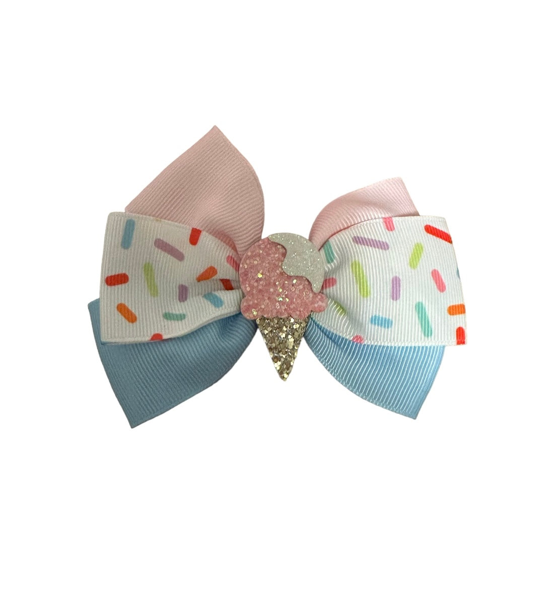 Large Ice Cream Glitter Bow
