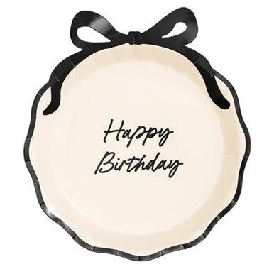 Black & Cream Bow Paper Plates