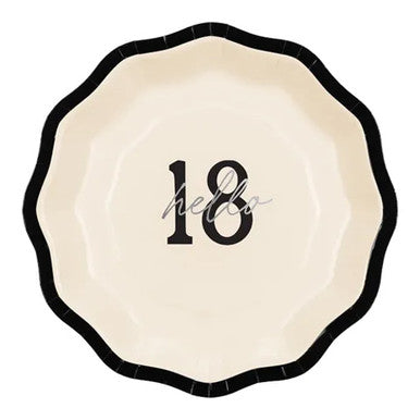 Black & Cream Hello 18 Paper Plates