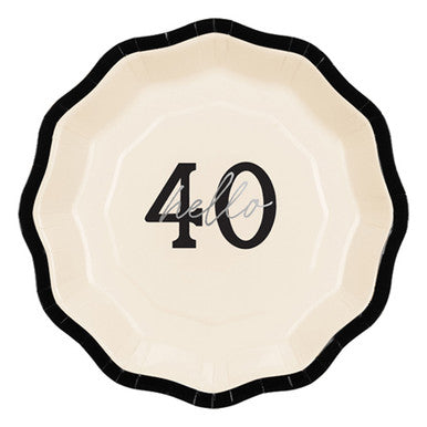 Black & Cream Hello 40 Paper Plates