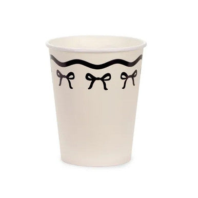 Black & Cream Bow Paper Cups