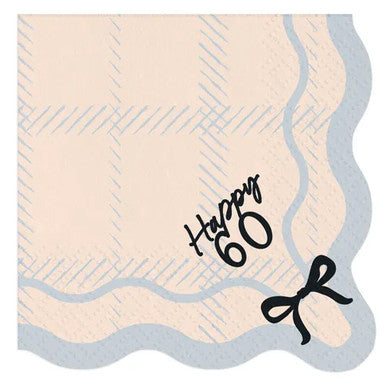 Black & Cream Bow Happy 60 Napkins