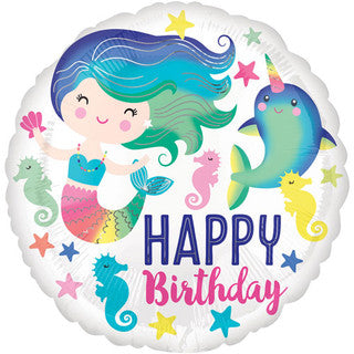Cute Mermaid Happy Birthday Balloon