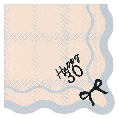 Black & Cream Bow Happy 30 Napkins