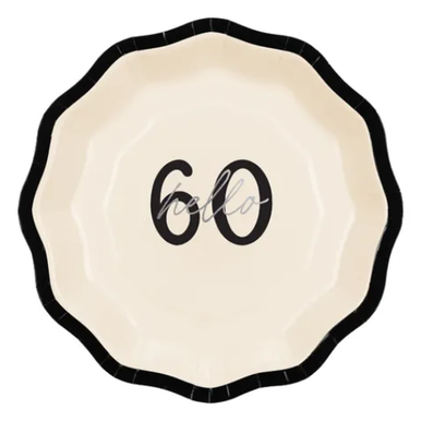 Black & Cream Hello 60 Paper Plates