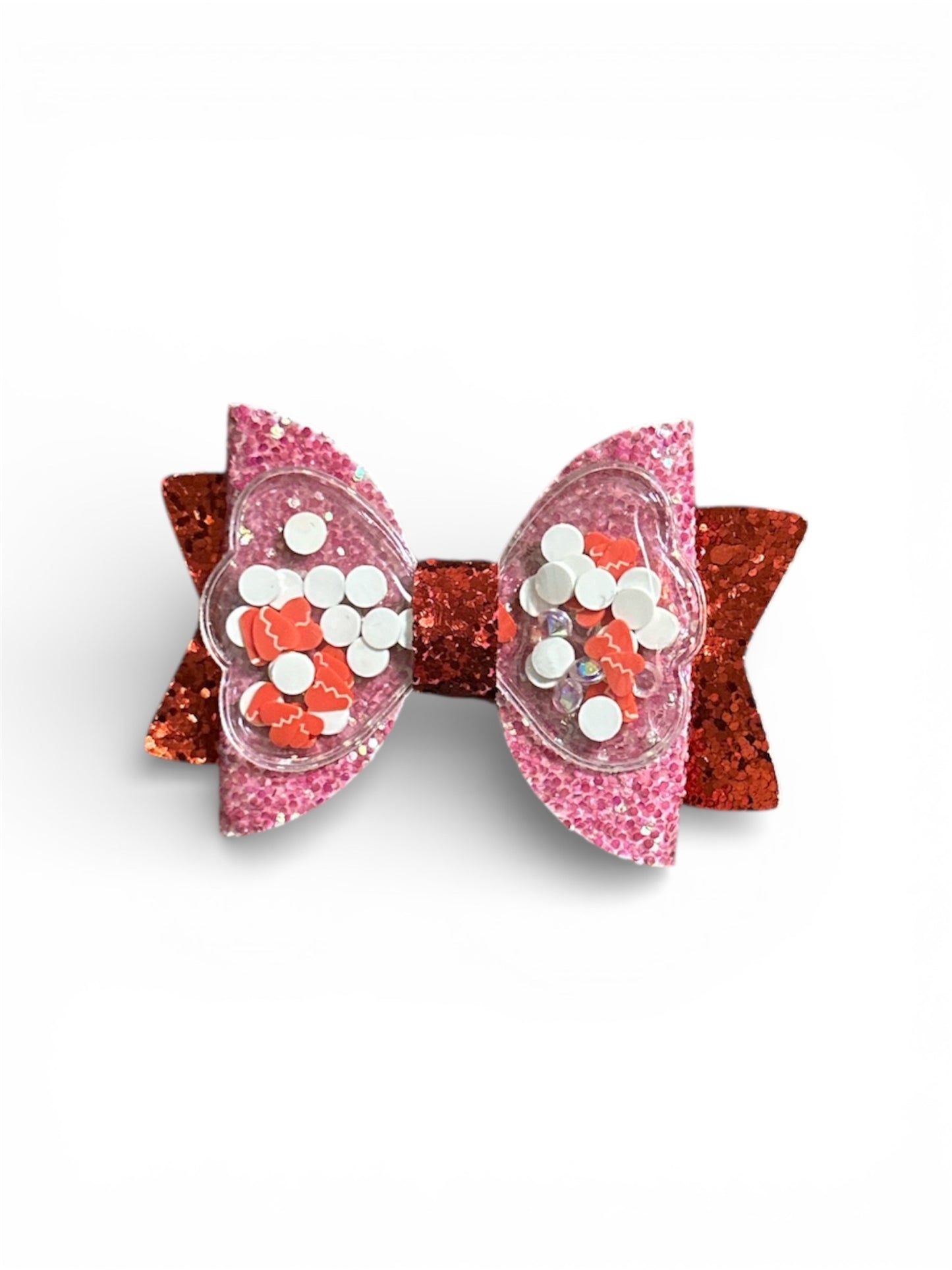 Heart Confetti Double Bow Clip