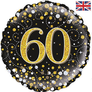 60th Sparkling Fizz Black & Gold