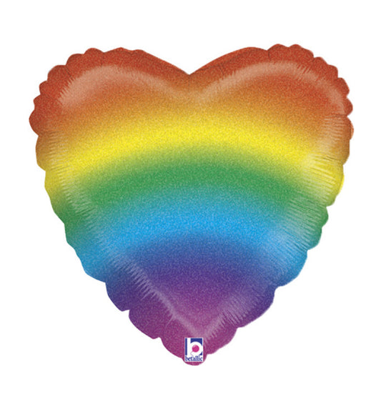 Rainbow Glitter Heart Balloon