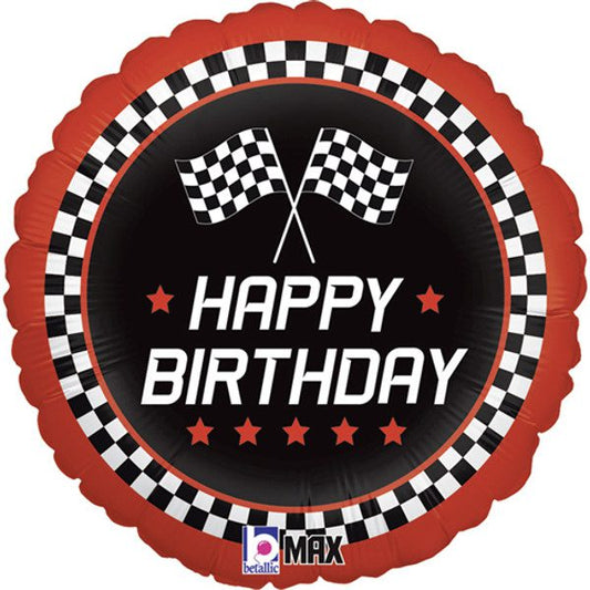 Happy Birthday Checkered Flag Balloon