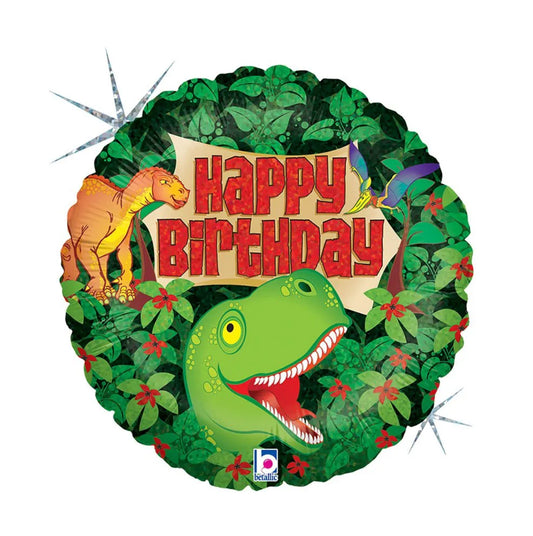 Happy Birthday Dinosaur Balloons Holographic
