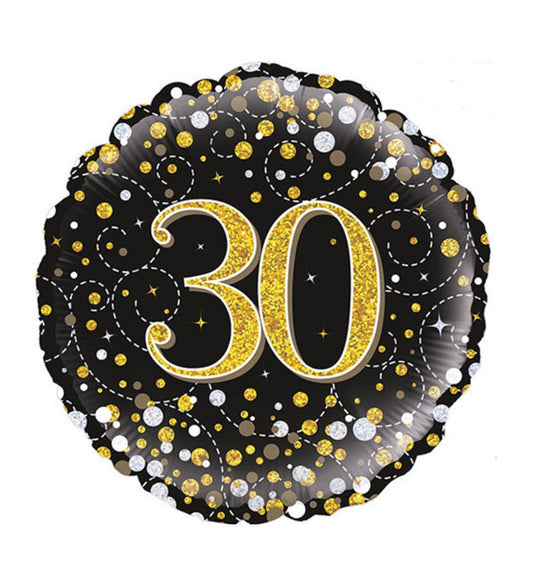 30th Sparkling Fizz Black & Gold
