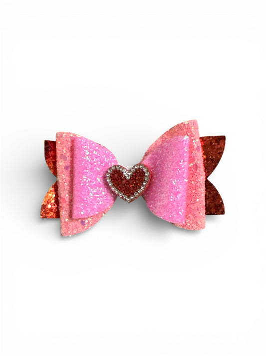 Glitter Heart Bow