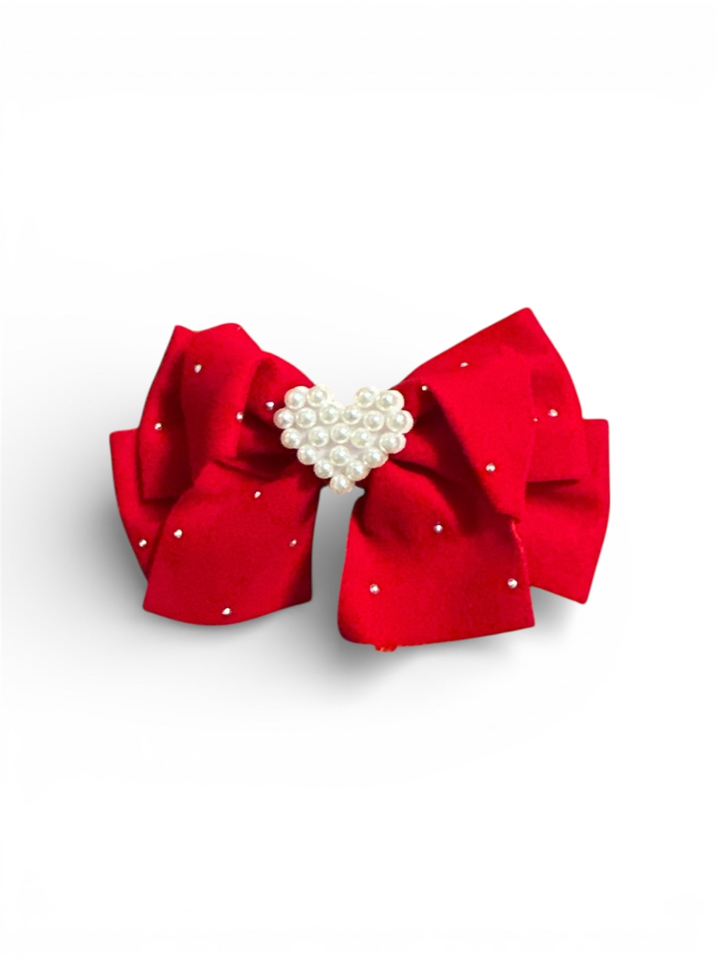 Red Diamanté & Pearl Hair Bow