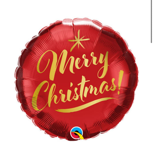 Merry Christmas Gold & Red Balloon